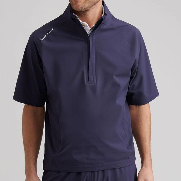 Peter Millar Men's Sport Shield Short Sleeve Golf Waterproof Rain Shell, XL Navy - Picture 7 of 16